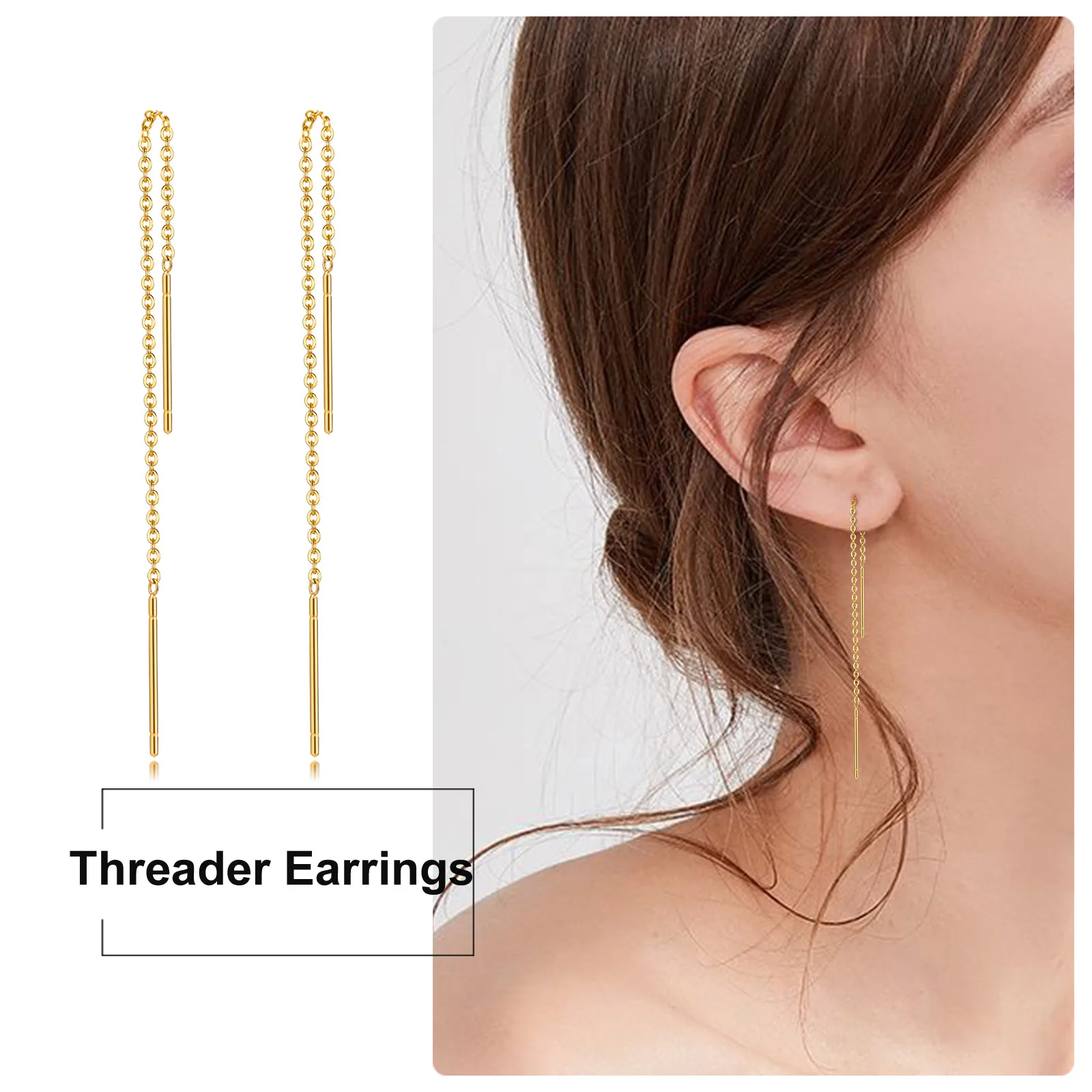 Long Threader Earrings Women Thin Linear Earring Stainless Steel Chain Drop Ear Line Fashion Korean Jewelry dangle earrings drop earrings long earrings