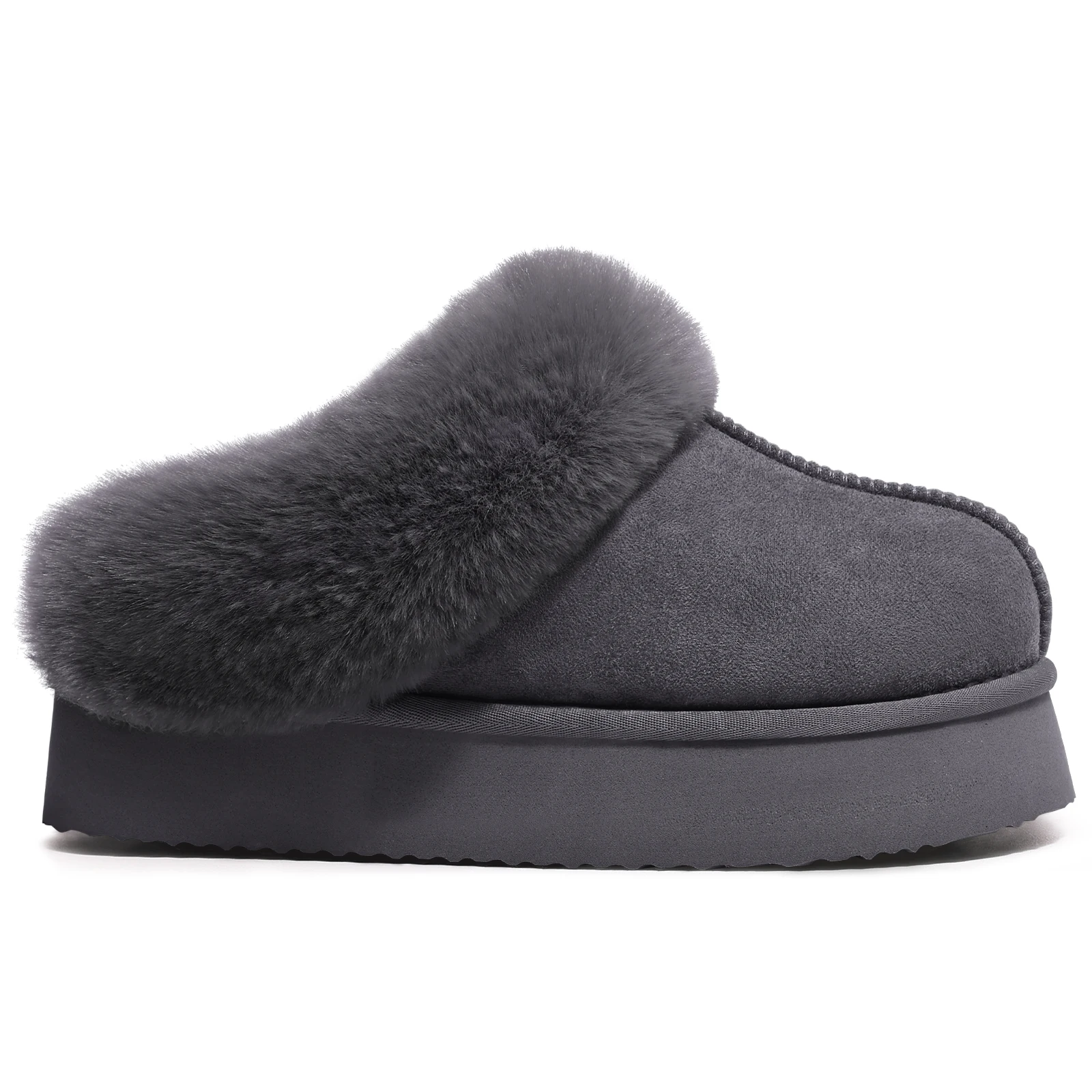 Warm Womens Suede Slippers Winter Memory Foam Fur Lined