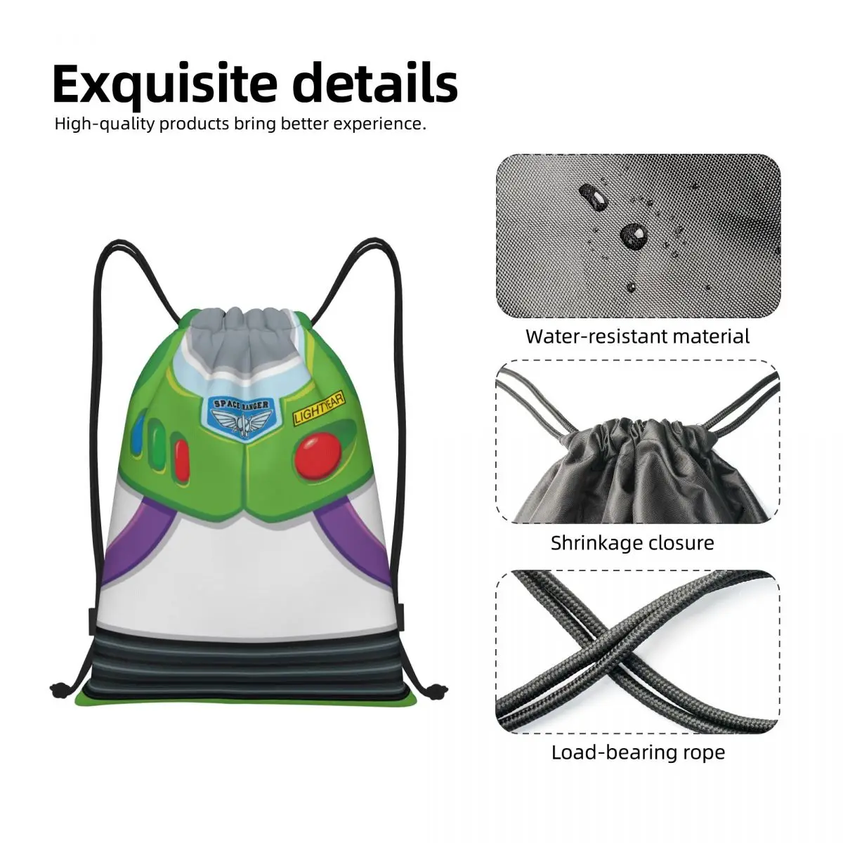 Custom Toy Story Buzz Lightyear Ranger Suit Drawstring Bags for Training Yoga Backpacks Men Women Sports Gym Sackpack 3