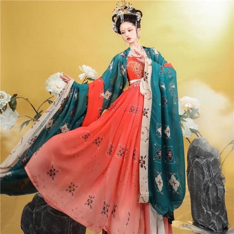 

[Jin Lou Fei]Ancient Chinese Cabbage, Hanfu, Embroidered Hezi Skirt, Tang Made Wide Sleeves, Large Size Ru Skirt Set, Autumn