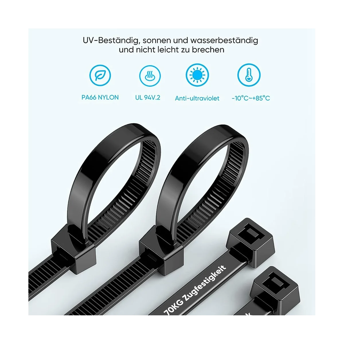 100 Pack Cable Zip Ties Heavy Duty 12 Inch, 7.6mm Strong Plastic Wire Ties with 70Kg Tensile Strength, UV Resistant