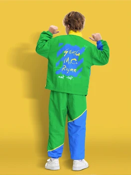 Children's Hip Hop Clothing Set Children's Street Dance Set Campus Sports Clothing Fashion Show Set for Boys and Girls 2
