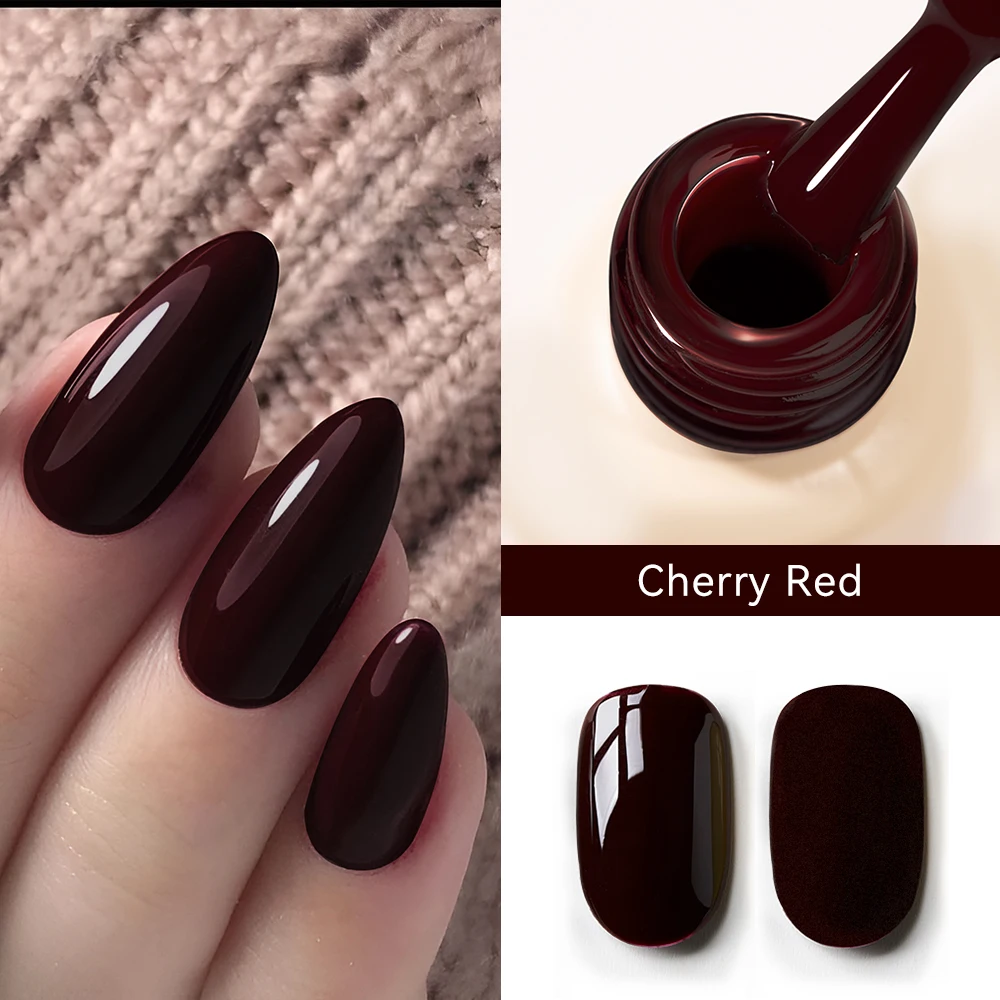 MAYCHAO Cherry Red Glossy Gel Nail Polish – 12ml Semi-Permanent Soak Off UV LED Frosted Finish