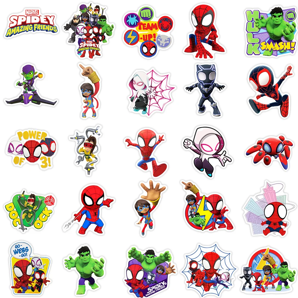 50PCS New Spider Man Amazing Friends Sticker DIY Guitar Laptop Luggage Skateboard Graffiti Decals Fun for Kid 6