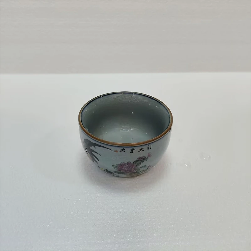 100ml/160ml  Large Capacity Chinese Retro Rooster Pattern Master Cup with Ice Cracked Tea Cup for Nurturing Tea Cup Accessories