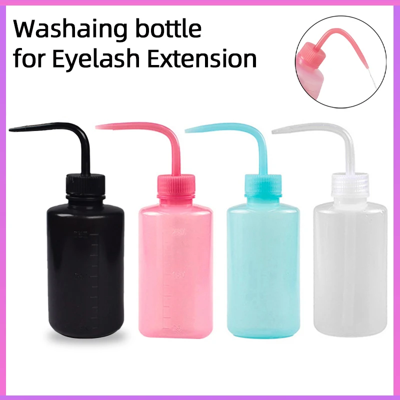 

250/500ml Eyelash Cleaning Washing Bottle Curved Spout Cleaner Waterproof Eyebrow Remover Bottle Eyelash Extension Makeup Tool