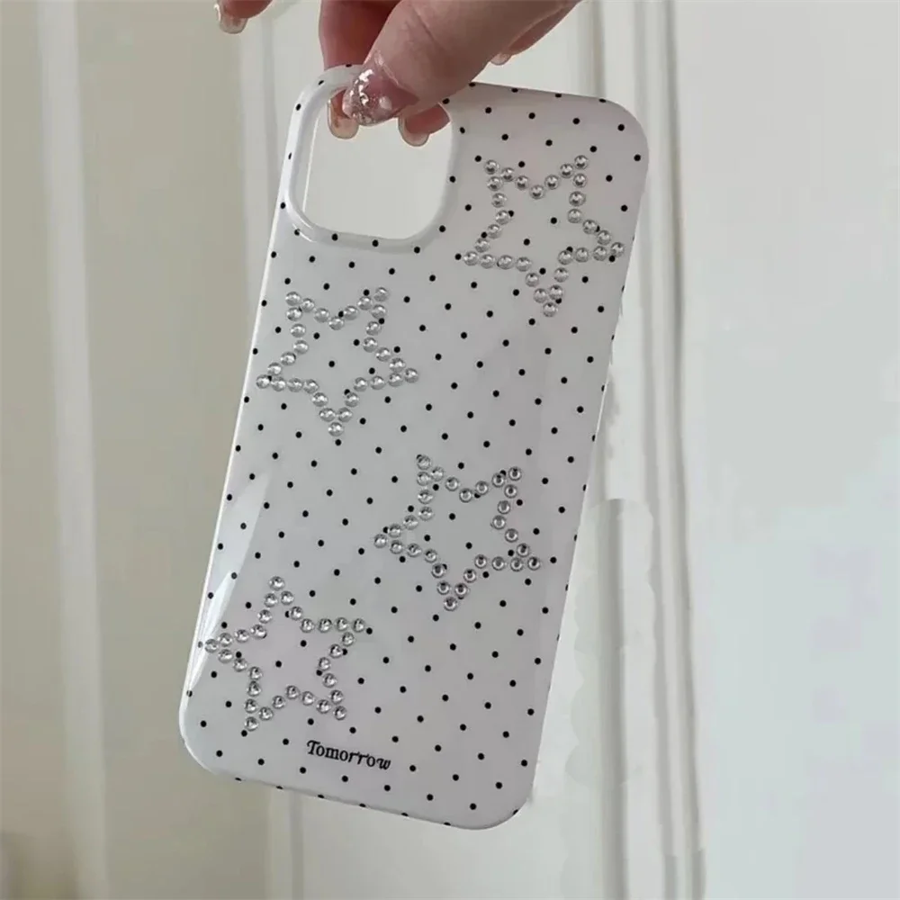 iPhone Case Korean Y2K Chic Glitter Rhinestone Star Phone Case For iPhone 16 15 14 13 Pro Max