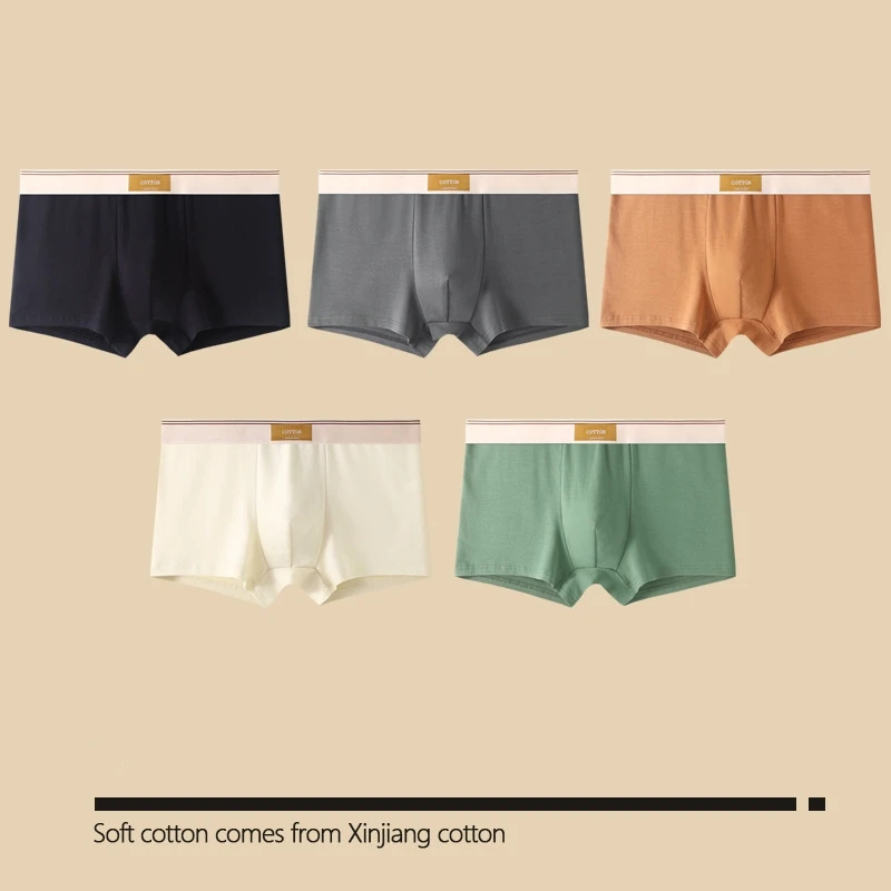 1 3Pcs Set Solid Colors Men Boxer Shorts Breathable Cotton Men' Underwear...