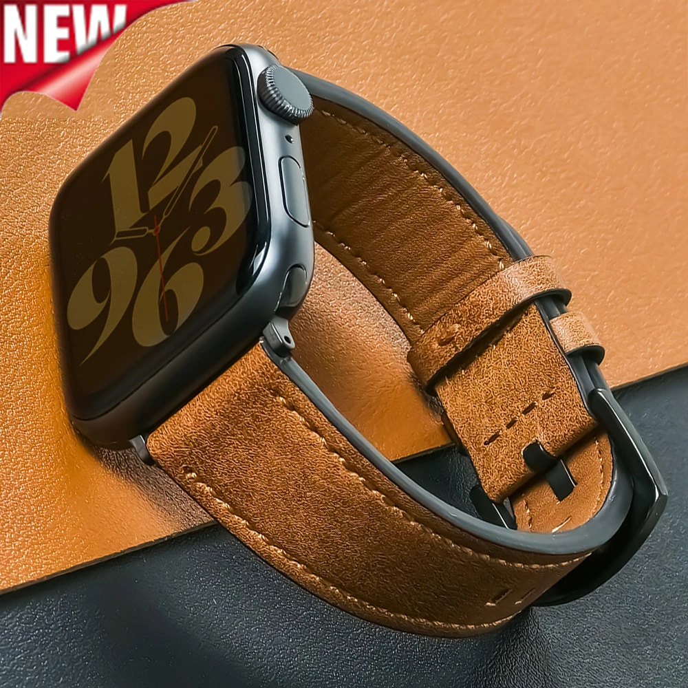 Vintage Leather Apple Watch Strap - Adjustable Band