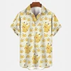MINISO Pokemon Pikachu Men's Short-sleeved Shirt Beach Shorts Set Men's Summer Street Fashion Men's Casual Hawaii Shirt Suit 3
