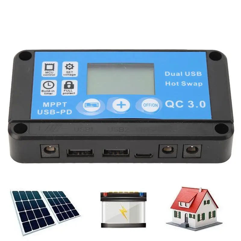 태양광 패널용 방수 충전기 컨트롤러, LCD 디스플레이, 듀얼 USB 포트, 태양광 레귤레이터, DC 12V, 24V