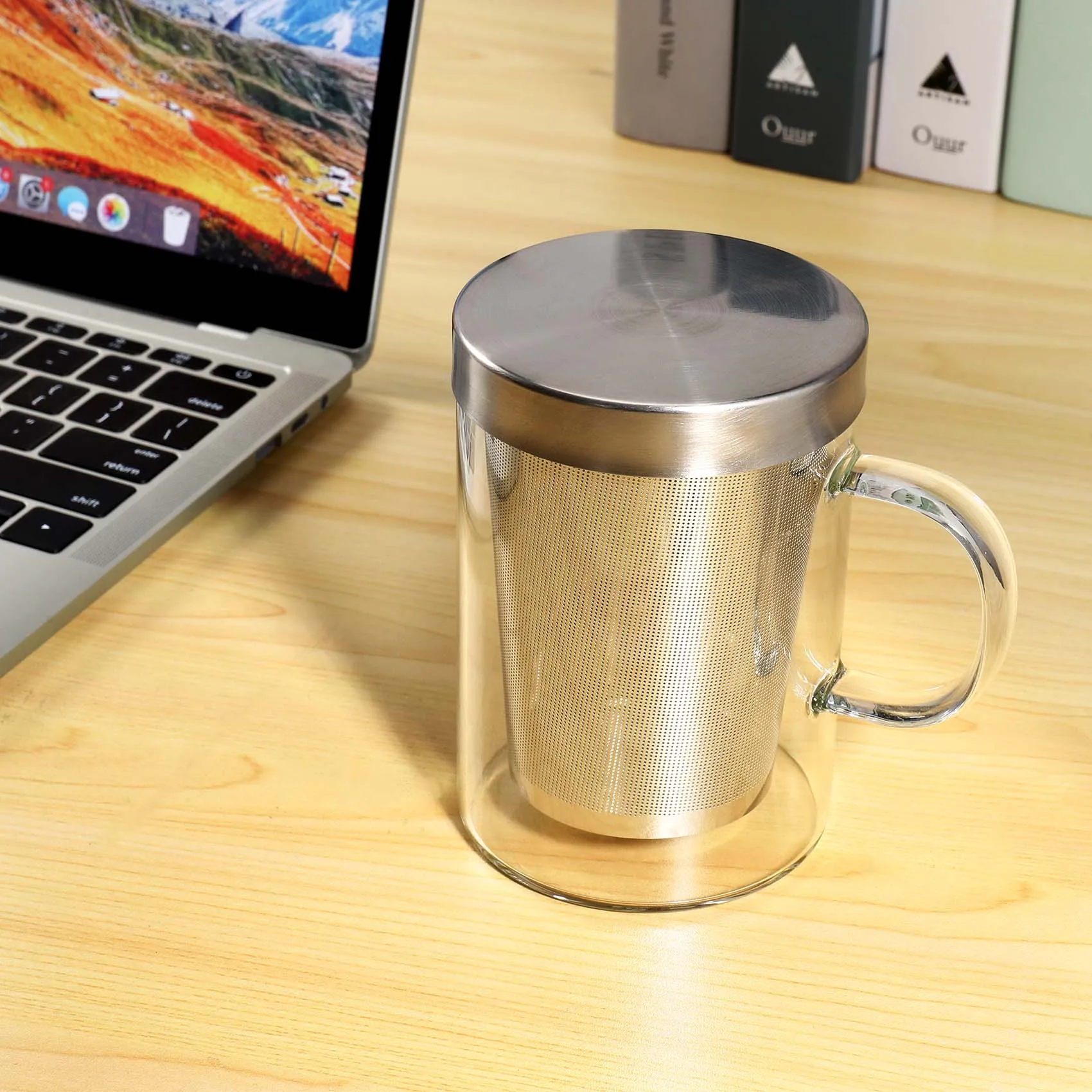 500Ml Travel Heat-Resistant Glass Tea Infuser Mug with Stainless Steel Lid Coffee Cup Tumbler Kitchen Heat-Resistant Large 4
