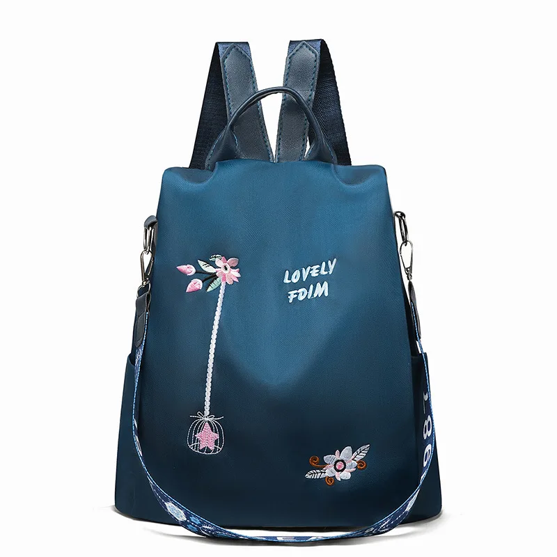 Trendy Embroidered Large Capacity Women's Tote Bag Handheld Single Shoulder Bag Street Style Oxford Cloth Zipper Closure Soft - 5
