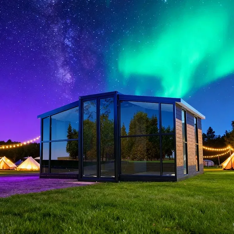 บ้านสำเร็จรูปพร้อมส่ง บ้านคอนเทนเนอร์ขยายได้ 20 ฟุต สำหรับขาย ผู้ผลิตบ้านเคลื่อนที่หรูหรา บ้านพกพาขนาดเล็ก 1