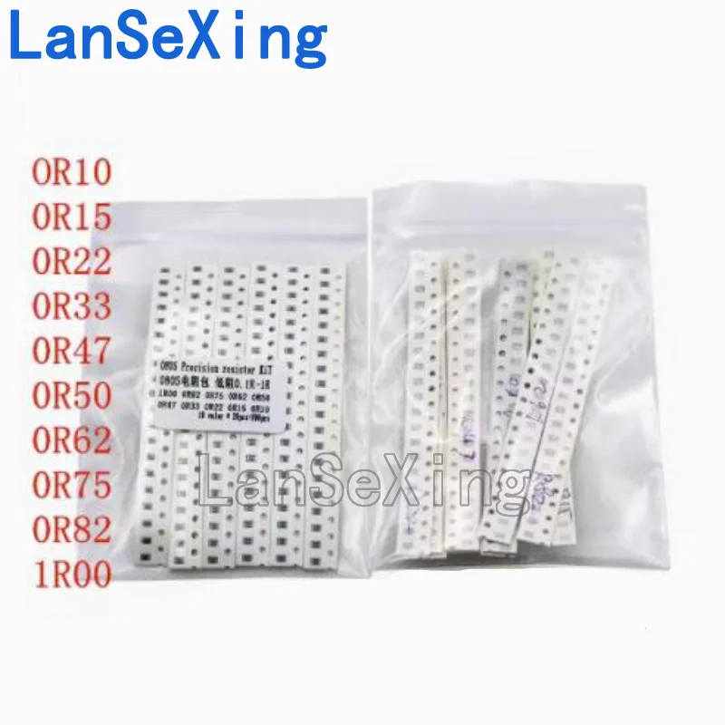 

Упаковка резисторов 0805 SMD R100 R220 R330 R470 R500 1R00 точность 1% 10 типов, по 20 штук каждый