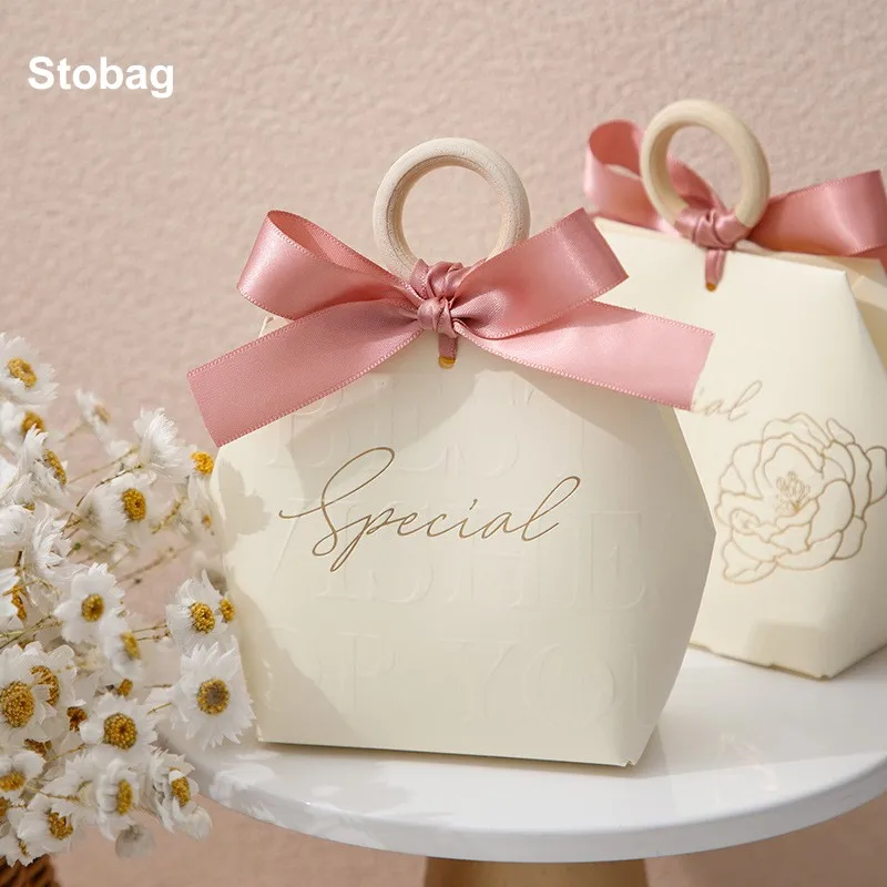 

StoBag 20pcs Candy Gift Packaging Box Wedding Kraft Paper Best Wishes Tote Special Chocolate Sweet Sugar Storage Favor Party