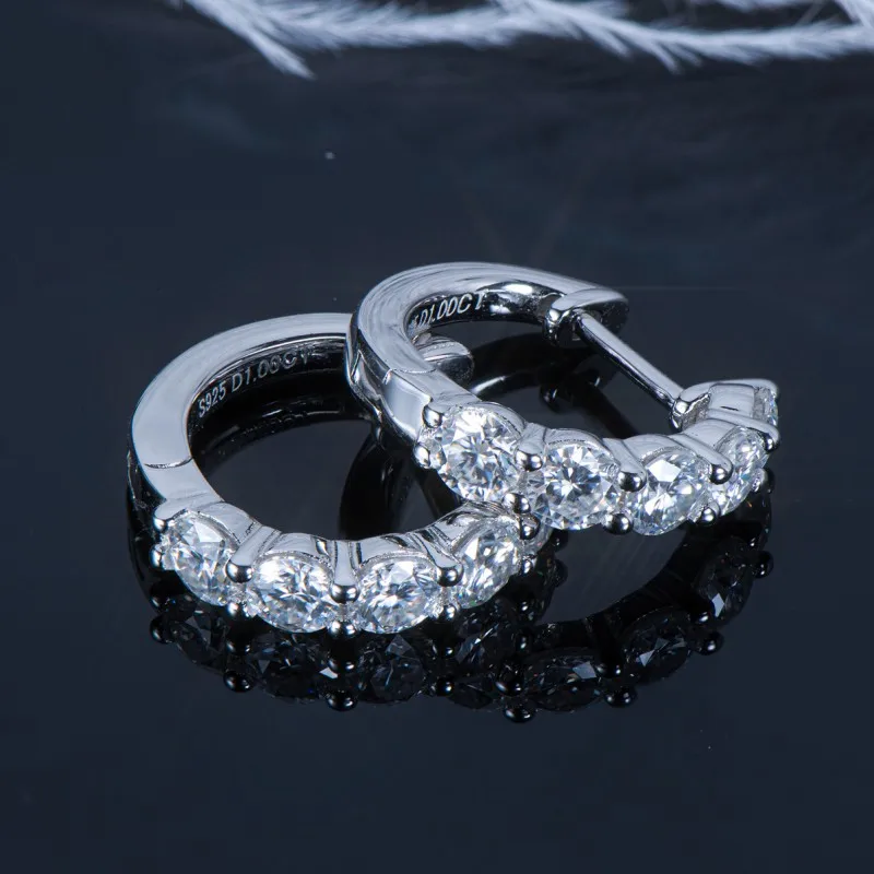 Sterling Silver Hoop Earrings Moissanite | Gold Earrings