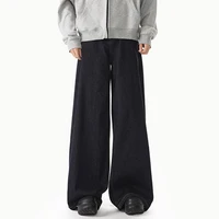 FEWQ Korean Style Men's Denim Pants Solid Color Straight Casual Trousers Wide Leg Loose Male Jeans Menswear Spring 2025 24K1200 2