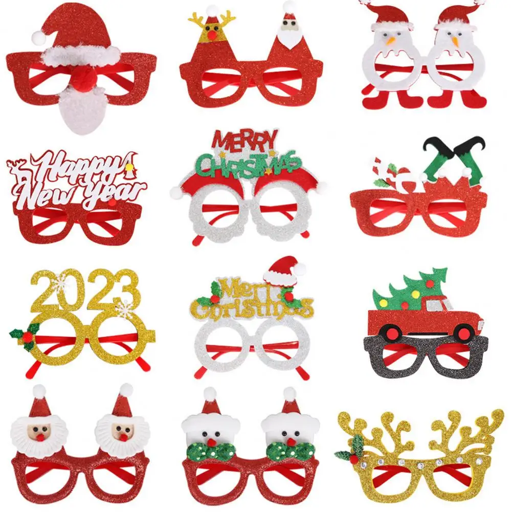 Cute Christmas Glasses Frame Durable Christmas Decoration Festive Party Glasses Frames