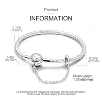 Bracelet Disney en argent 925, breloques en forme de cœur, pavé de zircone, 17-20CM, pour femmes, bijoux à breloques DIY, cadeaux, offre spéciale 3