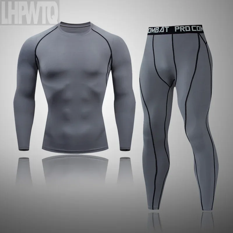 

Men 2Pc Set Winter Thermal Underwear Compression Sports Suit Long Johns Clothes Running Tracksuit Wear Exercise Workout Tights