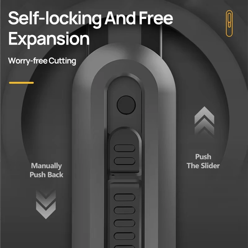 DELI?SK2 프리미엄 블랙 블레이드 사무용 가위(자동 잠금 버튼 포함) 종이 공예 및 일상 사무용 날카로운 절단 도구