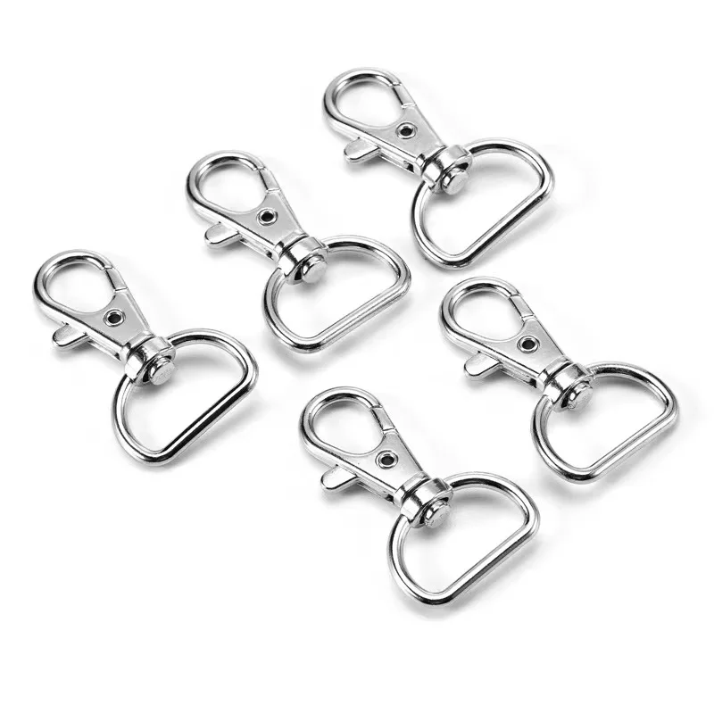 Swivel Clasps D Rings Alloy Metal Silver Lanyard Snap Hooks Clip Hook for Keychain Bag Key Rings Jewelry Making Crafting Sewing metal snap hook