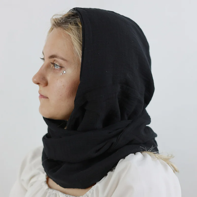 Unisex Scarf Hat Set Neck Wrap 100% Cotton Double Sided Hooded Retro For Men Women Headband Cowl Multifunctional Wrap Infinity Circle