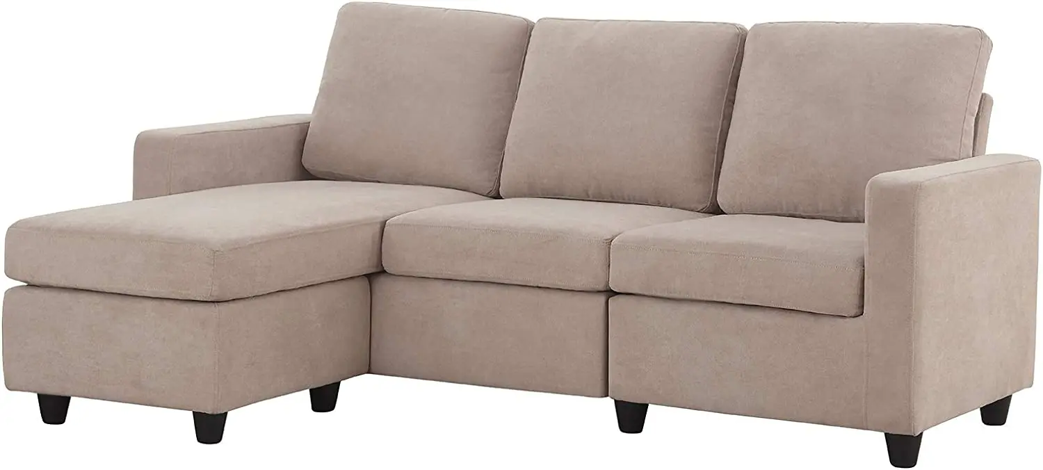 

Anx Convertible Sectional Sofa, L Shaped Couch with Linen Fabric, Reversible Sectional Sofa Couch for Small Space, Dark Beige
