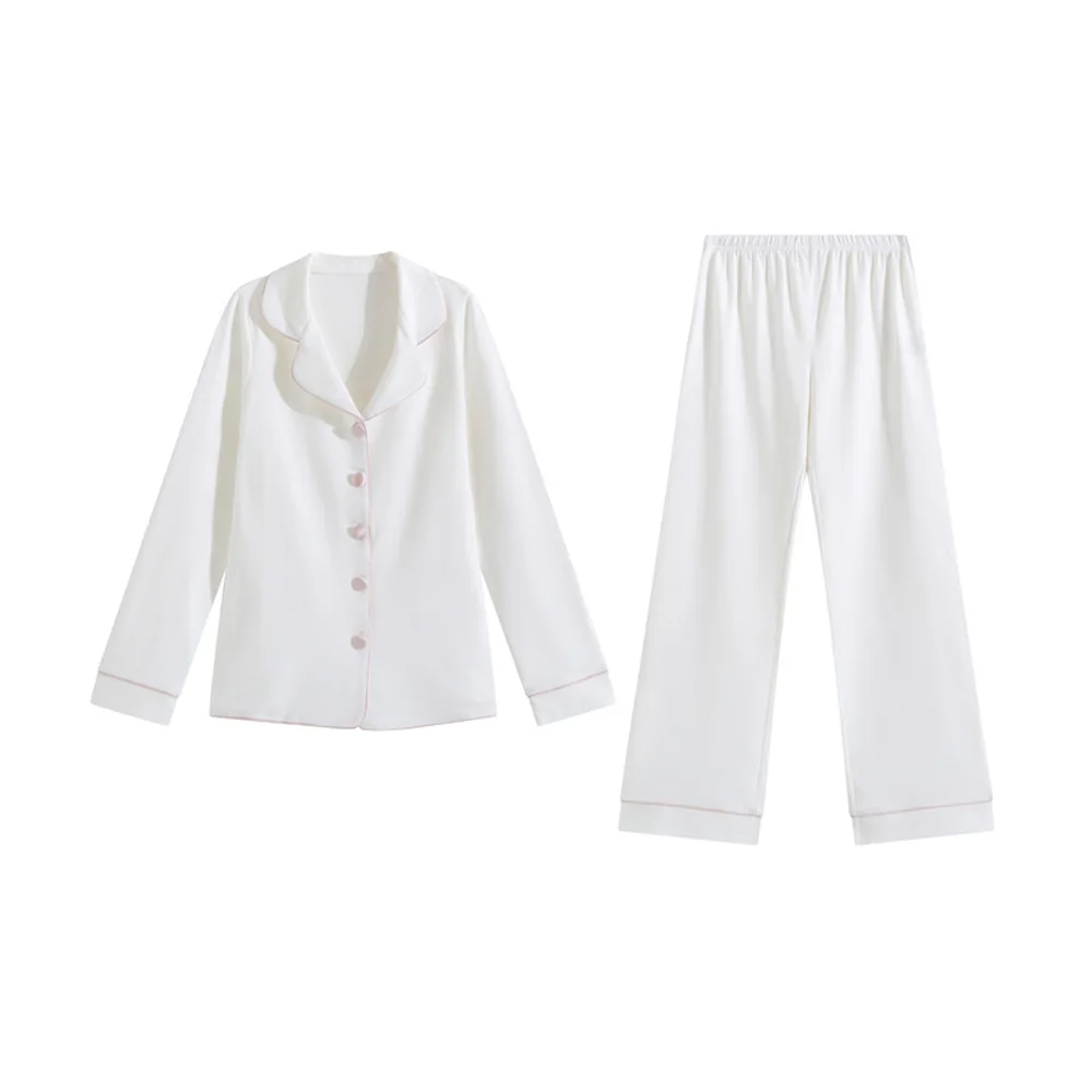 2023 New Cotton Leisure Sleepwear: Spring-Autumn Long Sleeve Thin Cardigan Ladies Homewear Set, 2-Piece Ensemble
