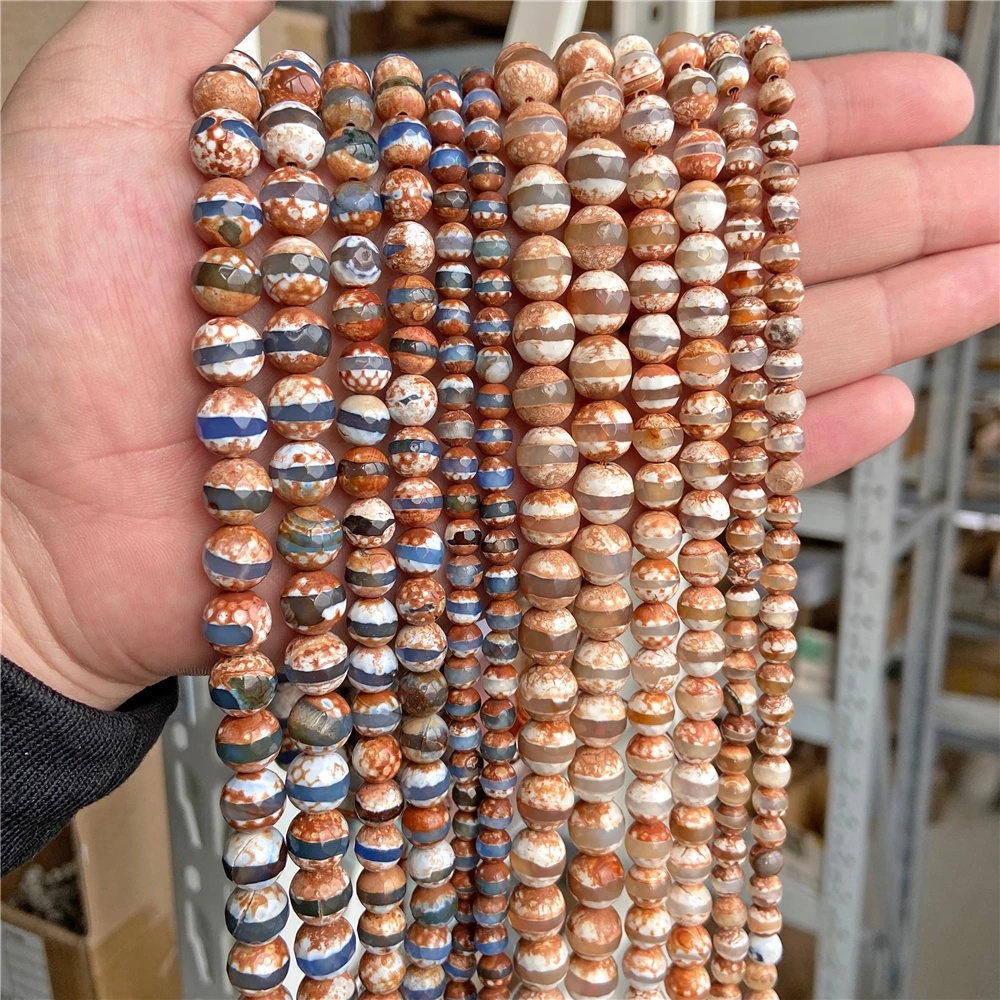 Agate Beads Antique Tibetan Beads Faceted Coffee Tibetan Mystical