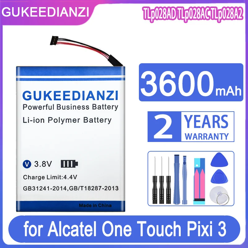 

GUKEEDIANZI Replacement Battery TLp028AD TLp028AC TLp028A2 3600mAh for Alcatel One Touch Pixi 3 (7) LTE /3 7.0 4G
