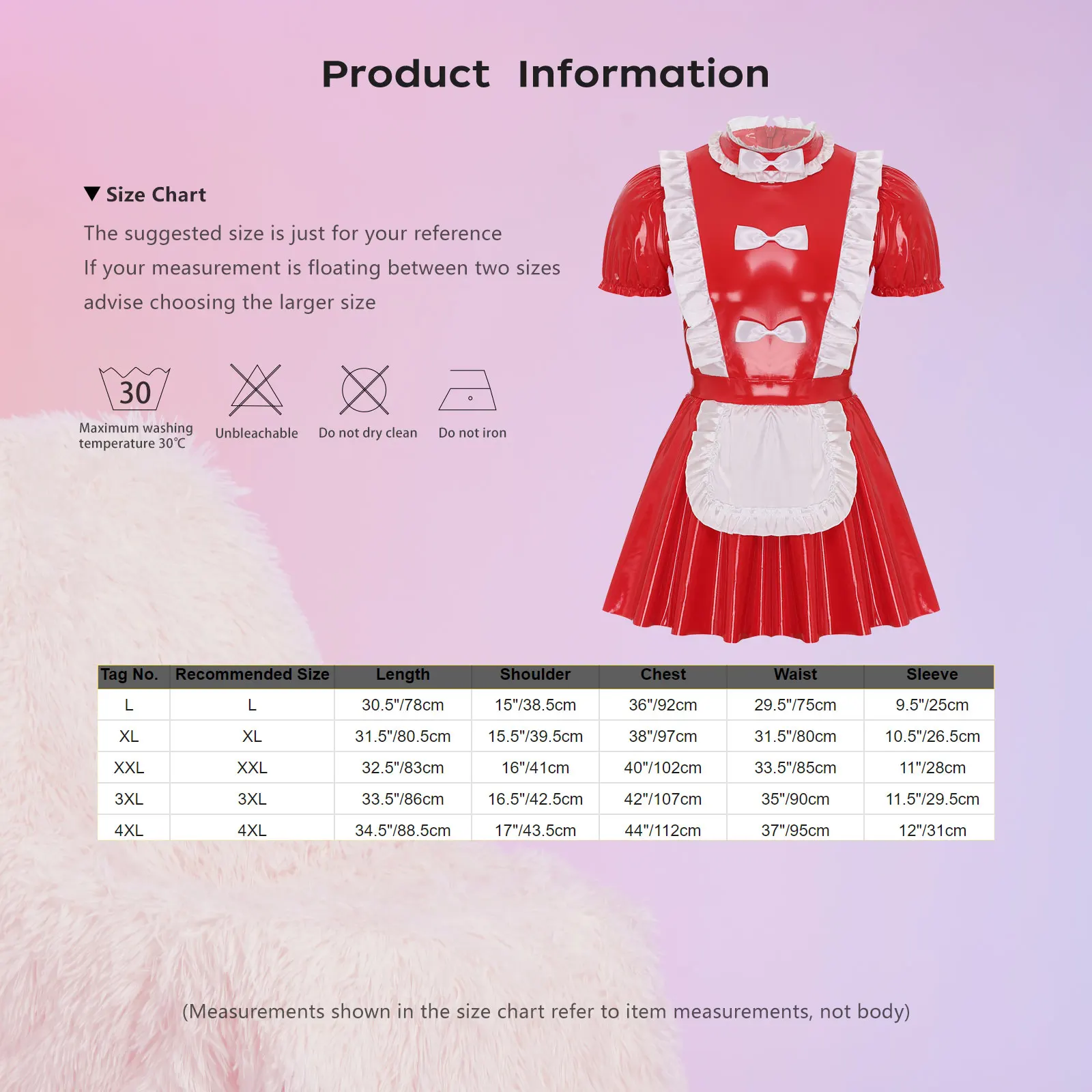 Mens Sissy Maid Uniform Outfit Latex Ruffles Short Sleeve A Line Dress Crossdressing Costume Theme Club Dancewear cosplay costume