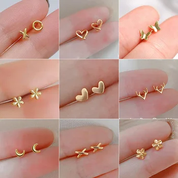 argento-piatto color oro mini piccola farfalla cuore orecchino a bottone per le donne cartilagine elica trago gioielli penetranti all'orecchio regalo 1