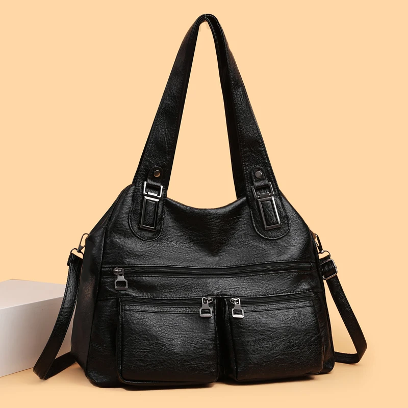 Women's retro handbag, shoulder bag, zipper closure, work and travel bag - durable - large capacity bag