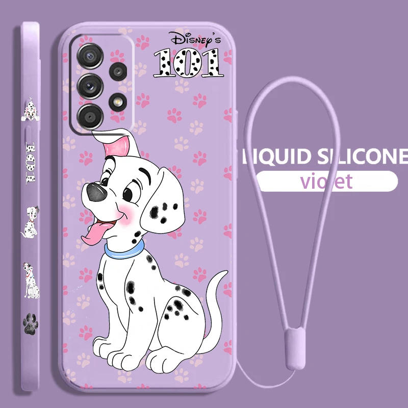 101 Dalmata Cartoon Per Samsung Galaxy A73 A54 A34 A53 A33 A52 A32 A22 A71 A51 A21S 4G 5G Liquid Left Rope Phone Case Fundas