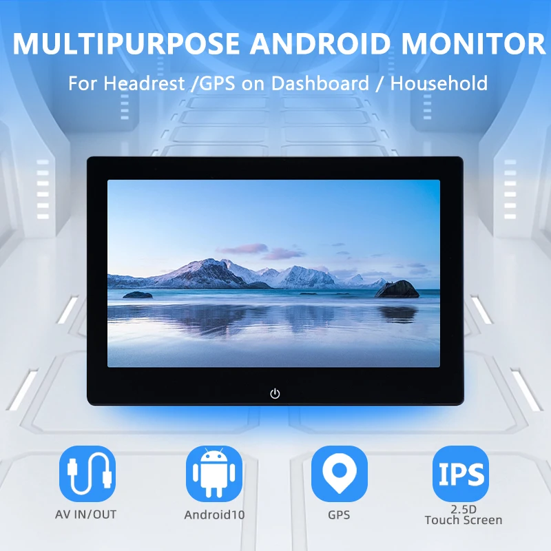 CarHeadrestMonitorTabletWirelessCarplayAndroid12AutoCarRearSeatVideoPlayerFM