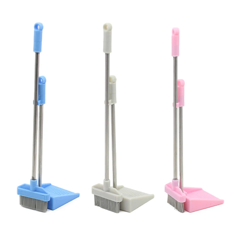 1 Set 1:12 Dollhouse Miniature Broom Dustpan Kit Doll Home Cleaning Tools Decor Toy Micro Life Scene Decoration Props