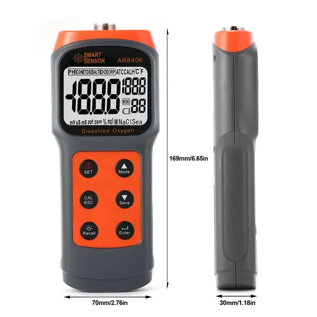 Professzionális Digitális Kijelző Oldott Oxigénmérő Vízminőség -Tesztelő Ar8406 Intelligens Pontos Mérés - Image 6