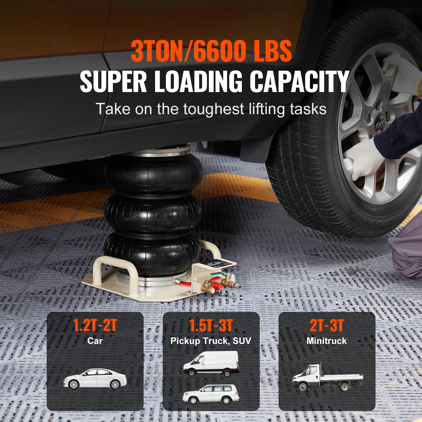SucceBuy Air Jack 3 Ton Double Bag Air Jack Bag Lift Up 3-5s Fast Lifting for Cars with Short Handle car lifting tool