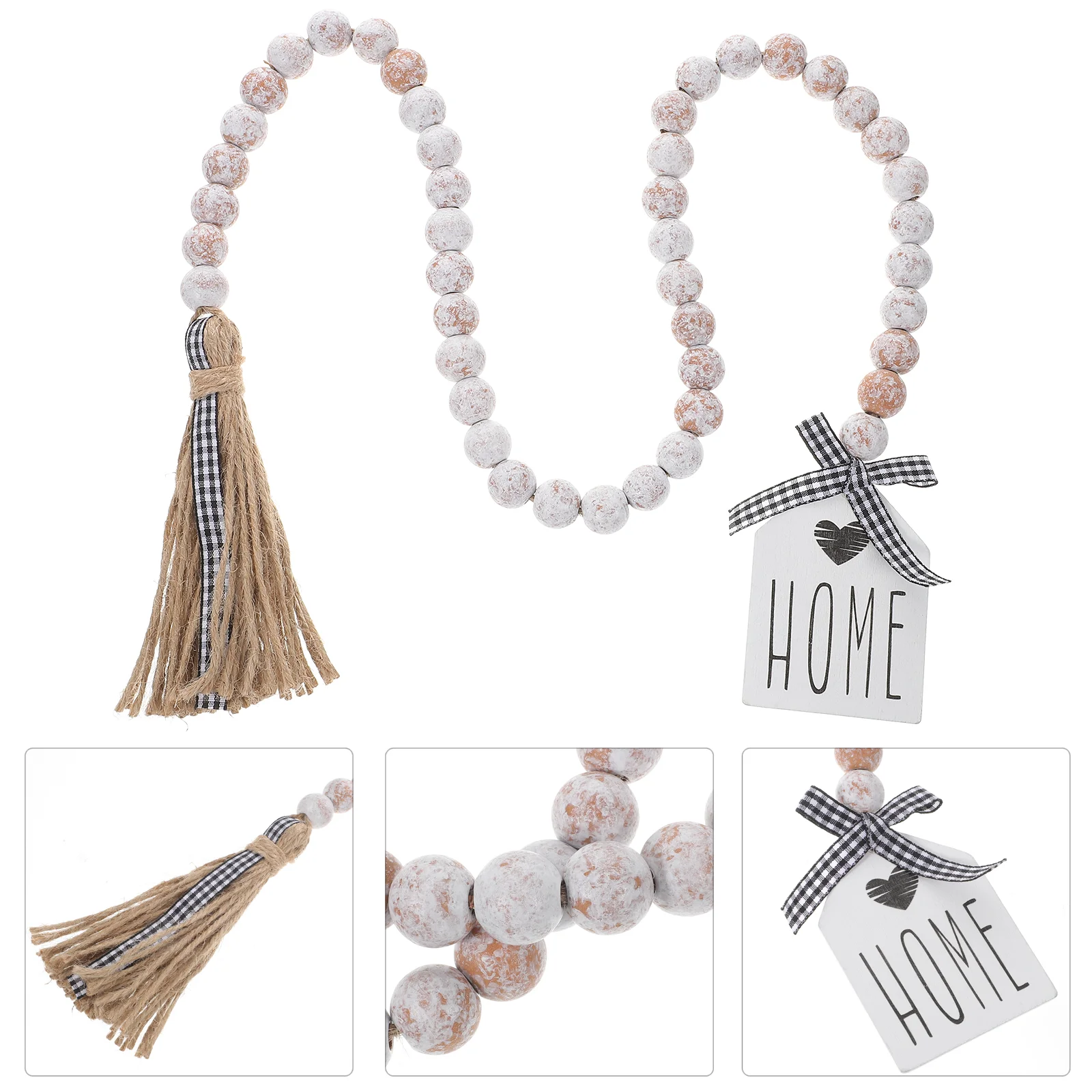 

Wooden Bead Tassel Pendant Christmas Village Decor Beaded Creative Beads Hanging Decoration Garland with