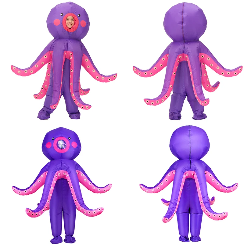 Adults Kids Inflatable Octopus Clothes Cartoon Ocean Animals Puppet Costume Halloween Cosplay Party Fancy Dress Parade Suit