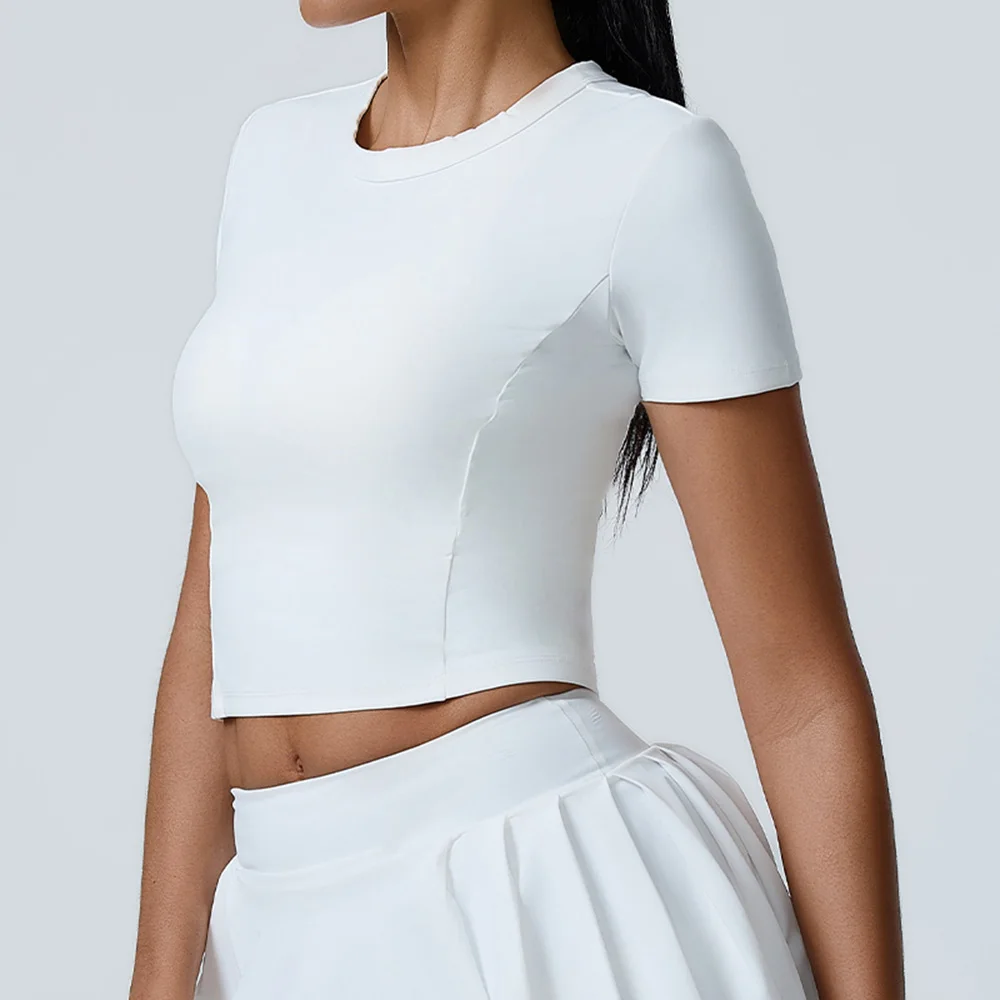Yoga Sports High Elastic T-Shirt Women Fitness Top Short Sleeves Dance Clothes Running Shirts Gym Push Up Workout Top Tee
