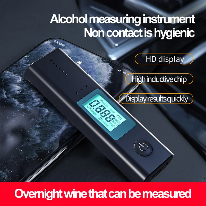 Respiração recarregável Digital Alcohol Tester, Impedindo a condução bêbada, Alta Precisão, Detector de Gás Compacto e Portátil
