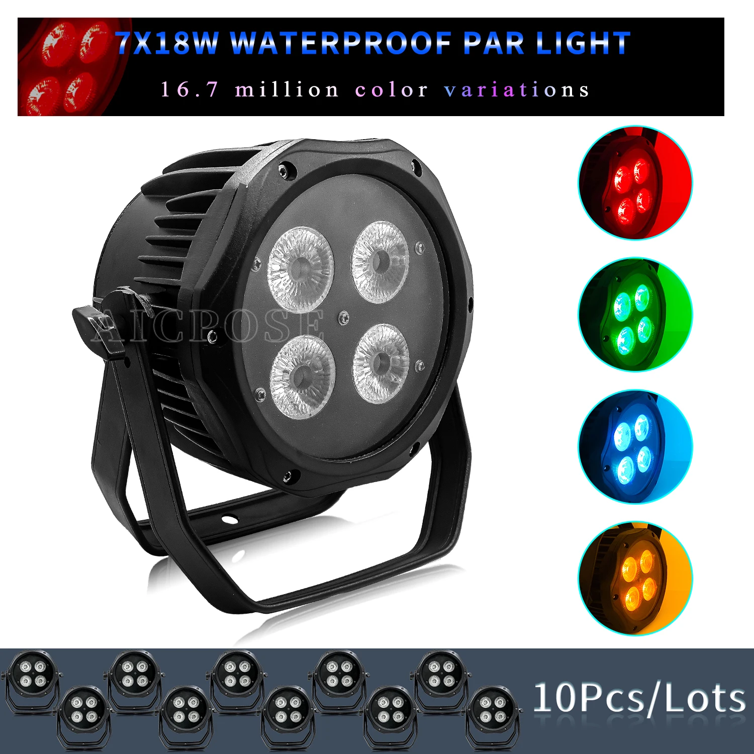 

10Pcs/Lots 4x12W RGBW/4x18W RGBWA UV 6 in 1 LED Par Light Outdoor Waterproof Stage Light DMX Control DJ Disco Equipment Lighting