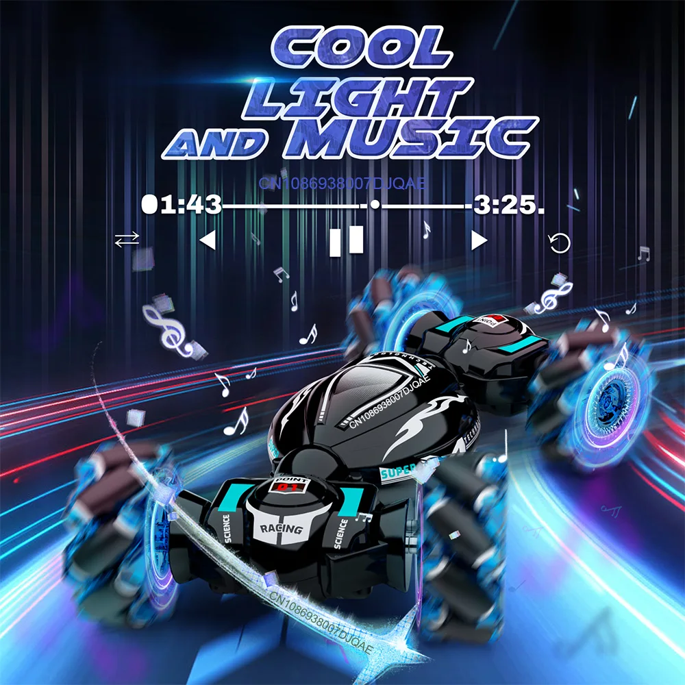 4WD RC Drift Car Off Road 2.4G Radio Remote Control Light Stunt Car 360° Rotating Climbing Car Toy for Christmas Children's gift 6