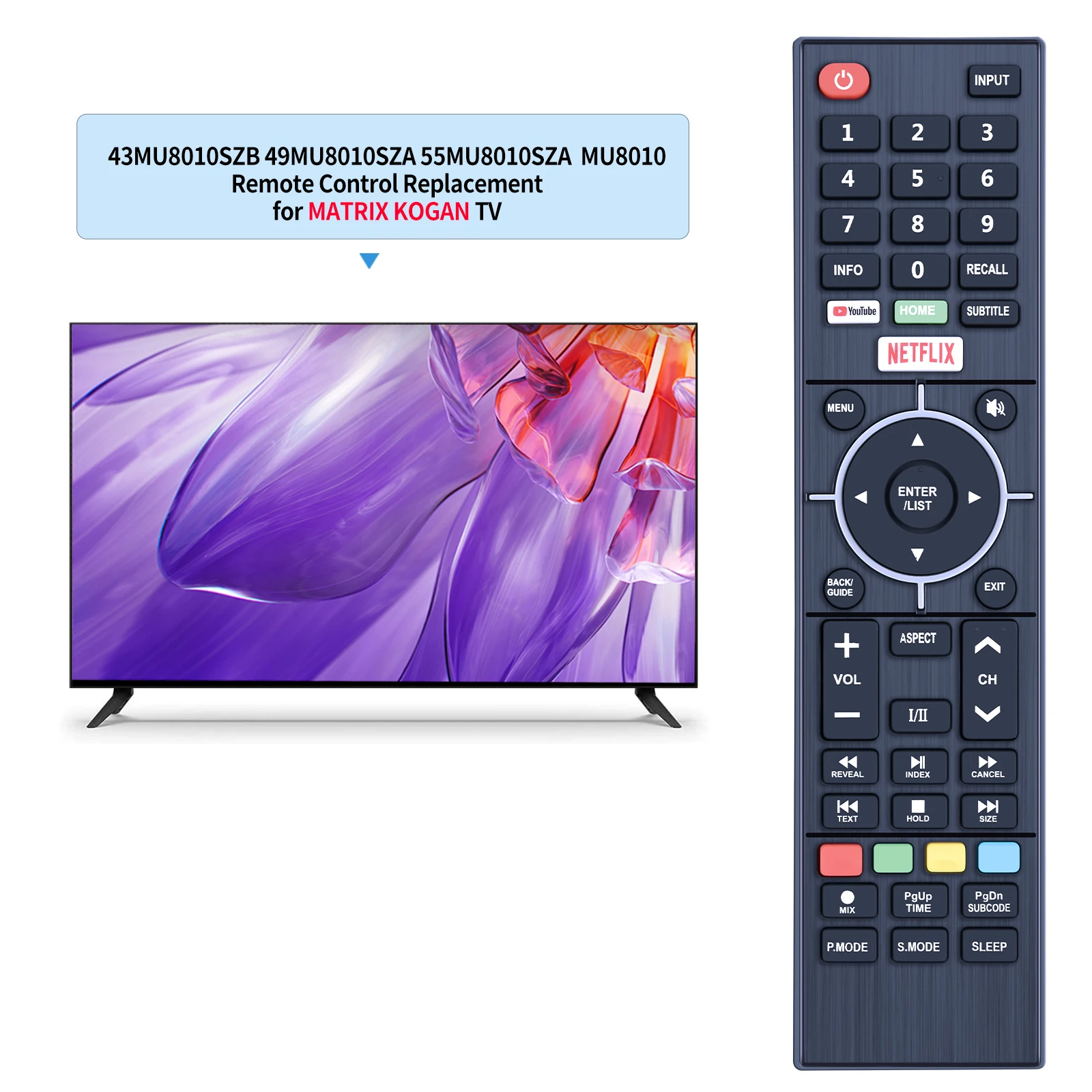 MATRIX KOGAN 스마트 TV 리모컨, 43MU8010SZB 49MU8010SZA 55MU8010SZA MU8010 시리즈