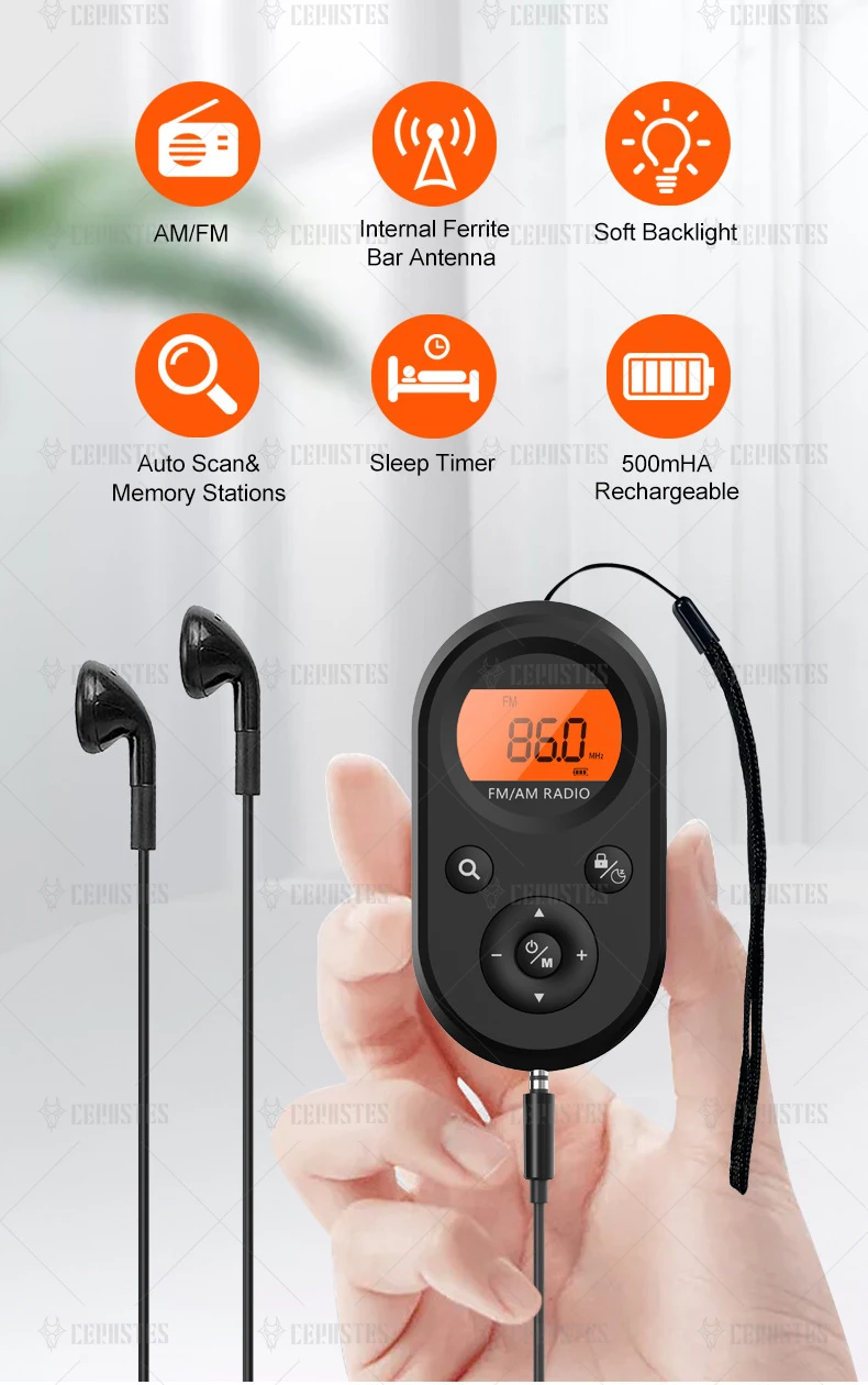 Description Picture 3 of itemAM FM Portable Radio,Pocket Radio Rechargeable with Best Reception,Long Battery Life,Stereo Earphone,Small Digital Transistor