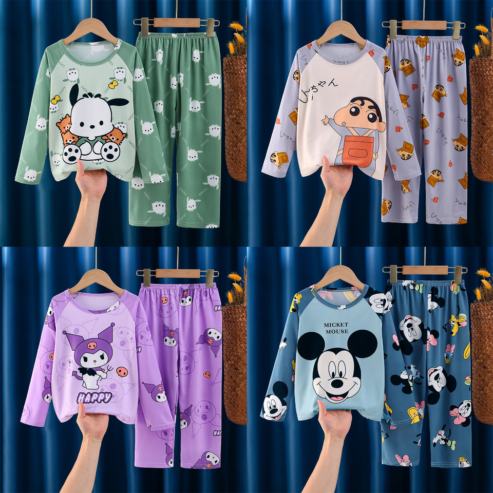 Baby Long Sleeve Trousers Pajamas Set Toddler New Cartoon Casual Cute Two Piece Set Spring Clothing Set Full Print Home Wear