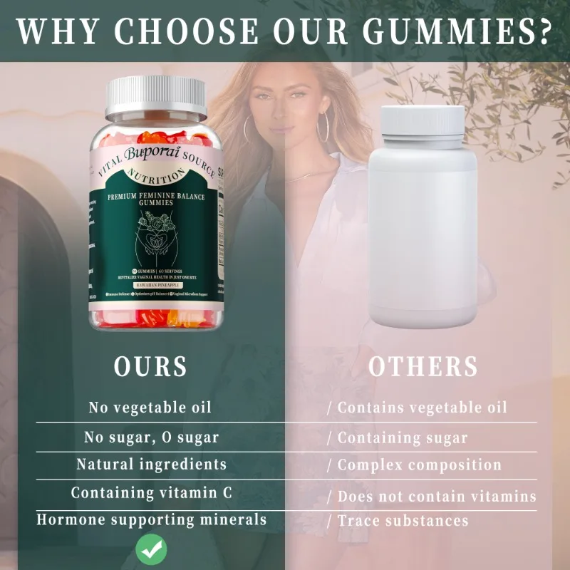 Premium Feminine Balance Gummies - Regulate Physiological Balance, Promote Digestion, Enhance Immunity - 60pcs